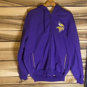 NFL Minnesota Vikings Purple Hoodie with embroidered Logos XL full zip lined